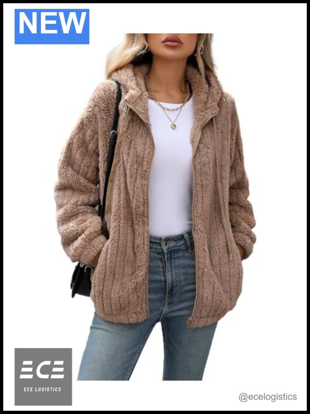 Fleece Jacket Full Zip Sherpa Hooded Coat Fall Winter Warm